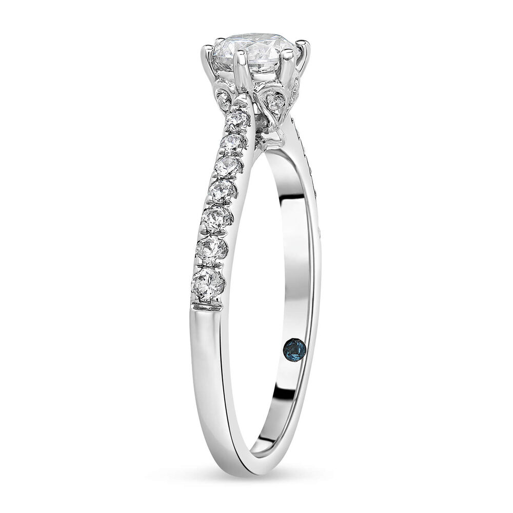 Kathy De Stafford 18ct White Gold ''Sasha'' Diamond 6 Claw Solitaire & Pave Shoulders 0.75ct Ring image number 3