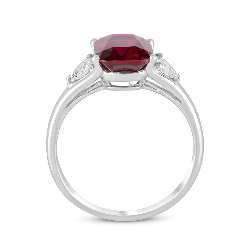 9ct White Gold Ruby & Cubic Zirconia Ring image number 2