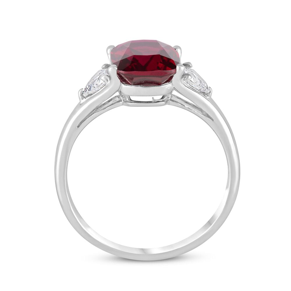 9ct White Gold Ruby & Cubic Zirconia Ring image number 2