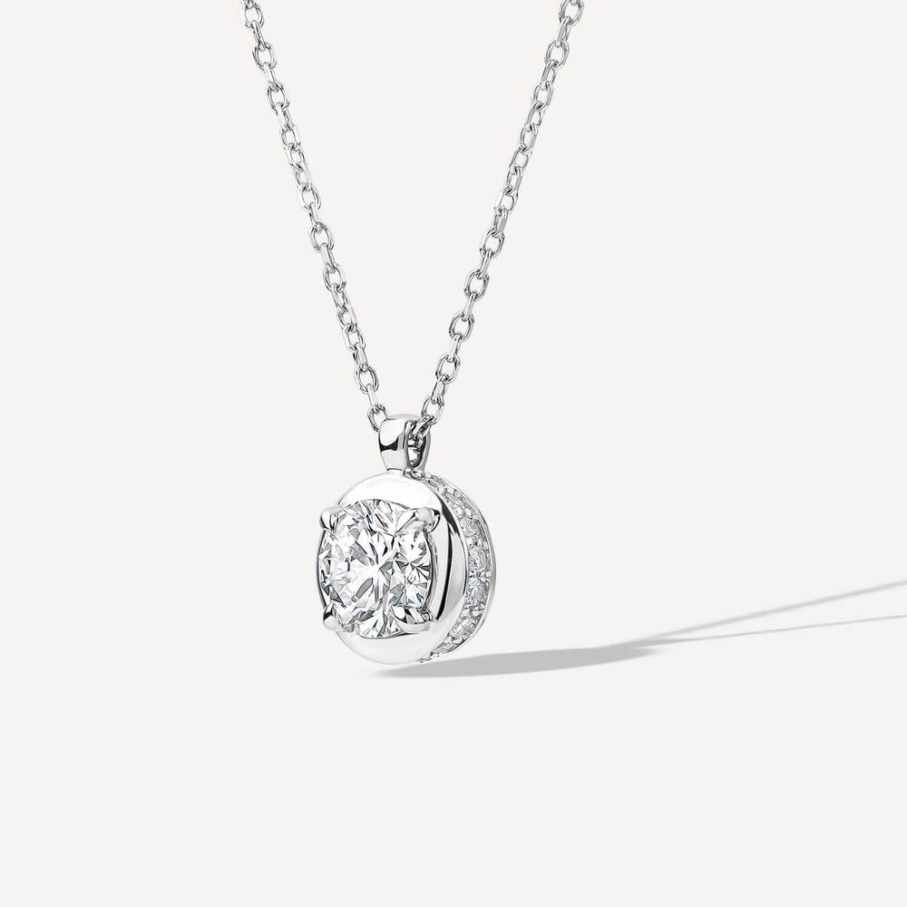 Born Orbit 9ct White Gold Lab Grown 0.82ct Round Diamond Pendant