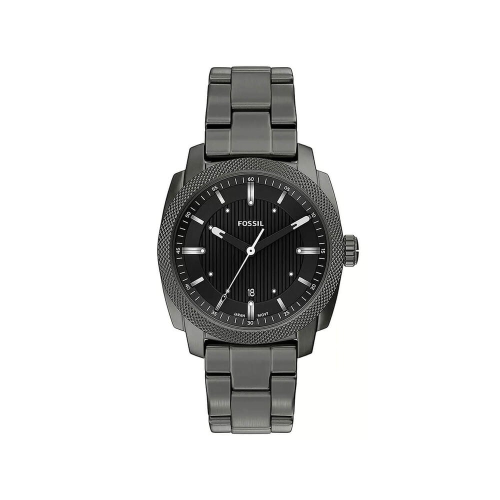Fossil Machine 41mm Black Dial Smoke Steel Bracelet Watch