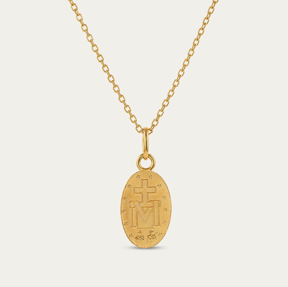 Yellow Gold Plated Sterling Silver Miraculous Medal Pendant