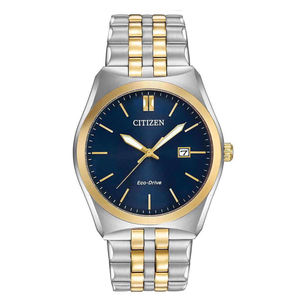 Citizen Eco-Drive Corso blue dial two-tone bracelet watch