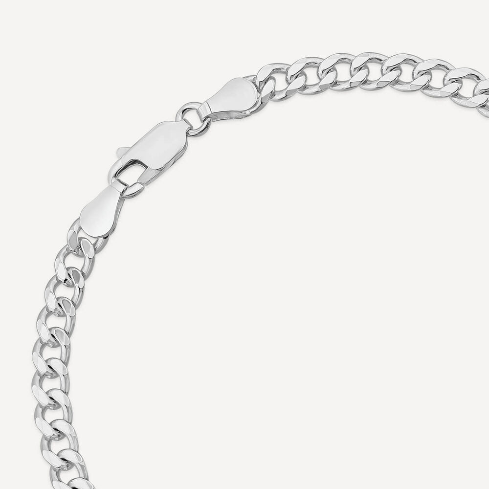 Sterling Silver Diamond Cut Curb Mens Bracelet image number 4