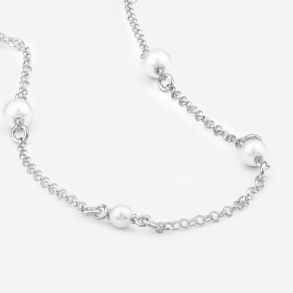 Sterling Silver Pearl Station Necklet image number 3
