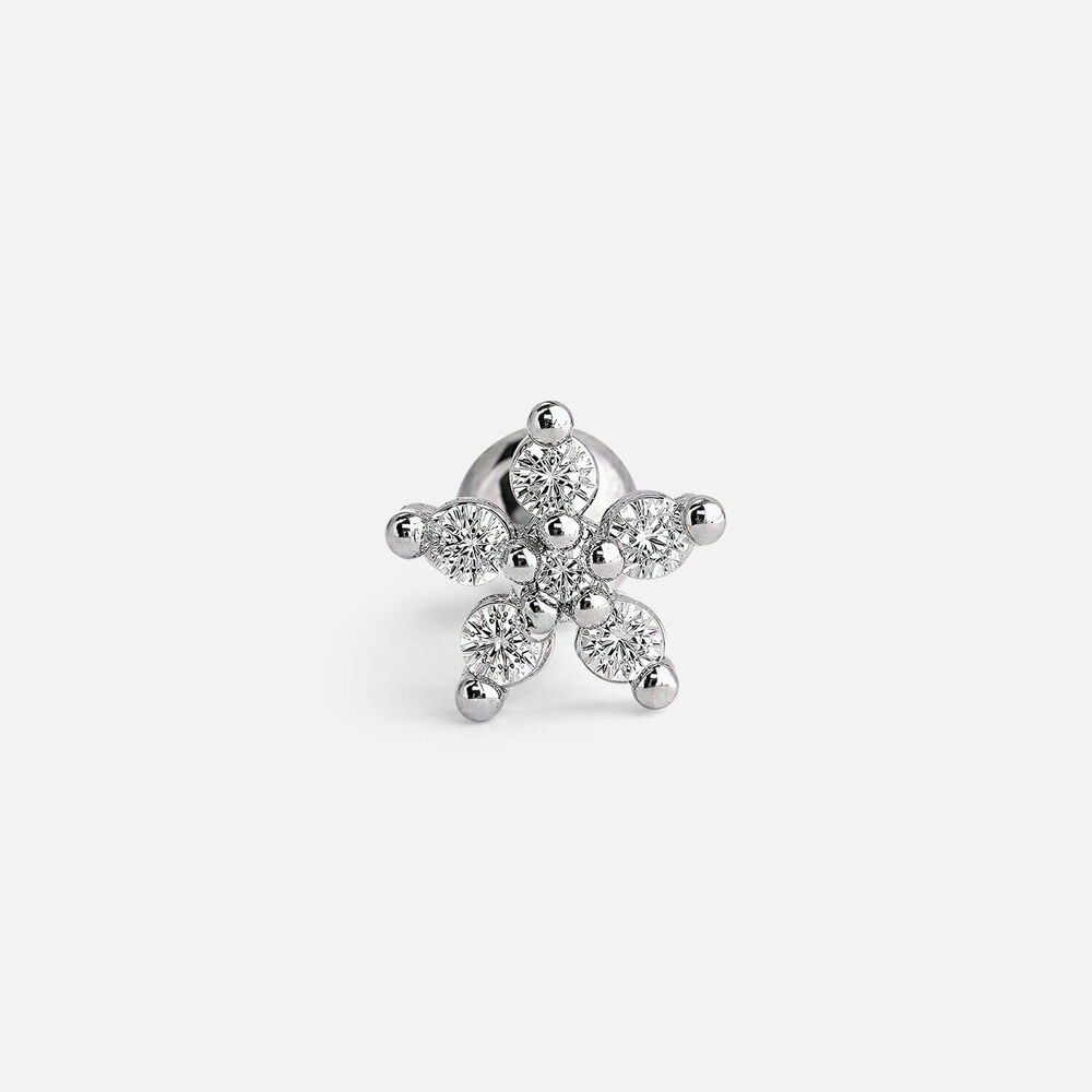 Sterling Silver Cubic Zirconia Flower Single Stud Earring