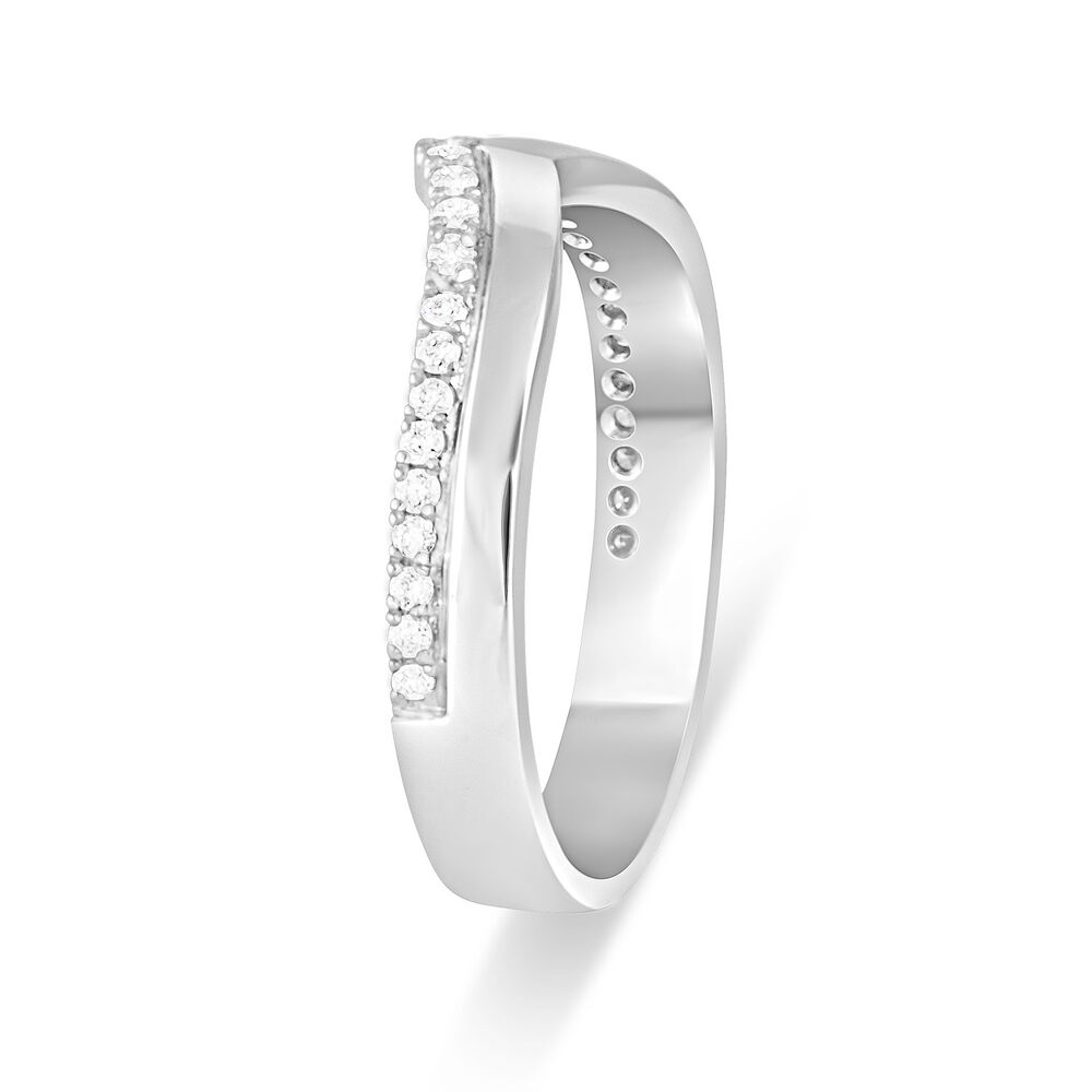 9ct White Gold 0.15ct Diamond Wishbone Wedding Ring
