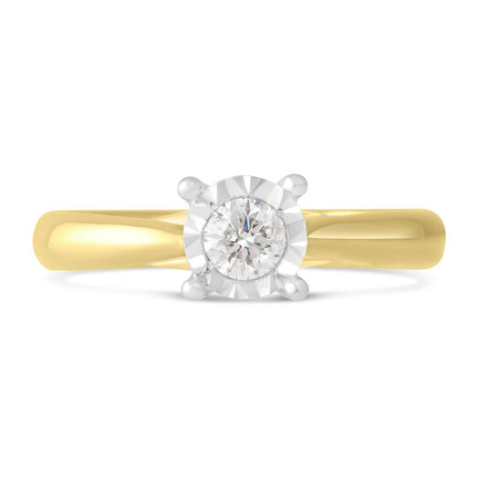 Ladies 9ct Gold Illusion Diamond Solitaire Engagement Ring