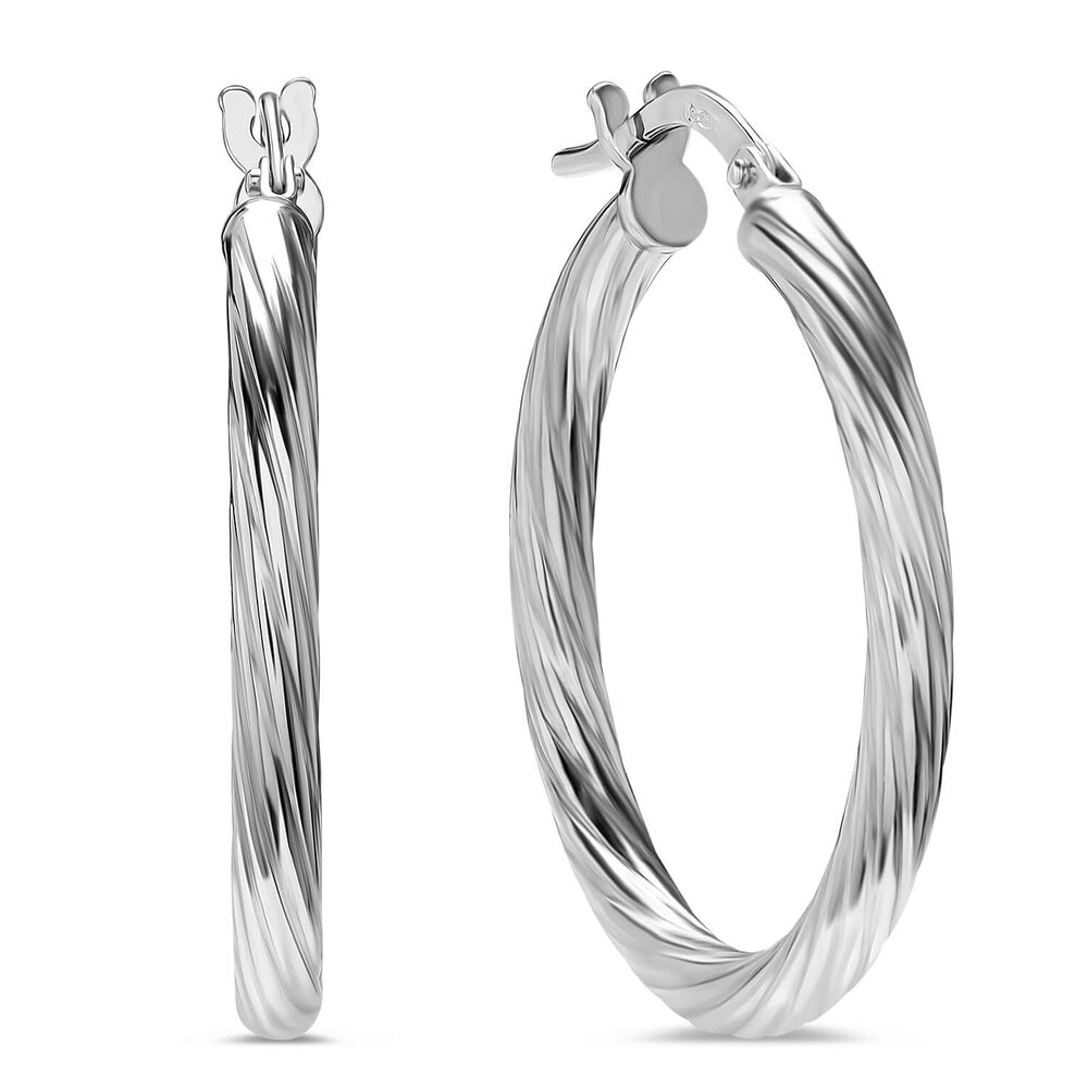 Sterling Silver Twisted Hoop 20mm Earrings