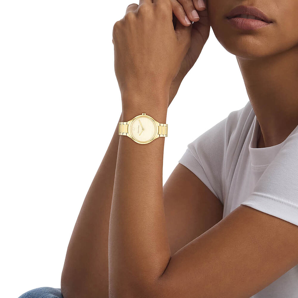 Calvin Klein Delight 38mm Gold Dial Gold Tone Stainless Steel Bracelet Watch image number 3
