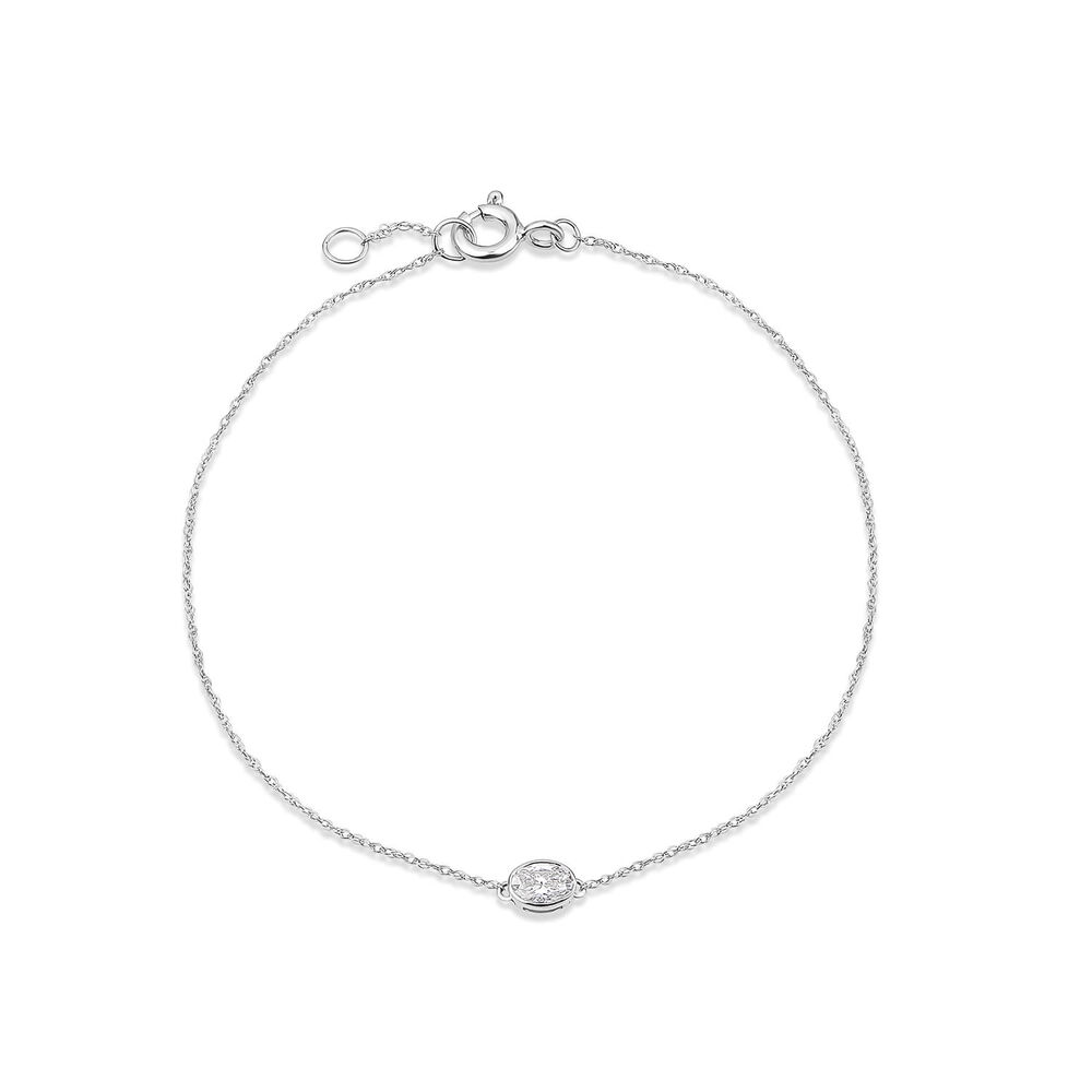 Born Kissed with Diamonds 9ct White Gold Lab Grown 0.20ct Oval Diamond Chain Bracelet image number 0