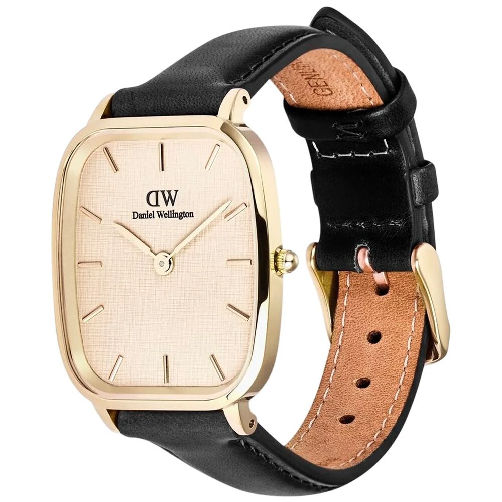 Daniel Wellington Vintage Sheffield Gold 32x36.3mm Dial Black Leather Strap Watch image number 1