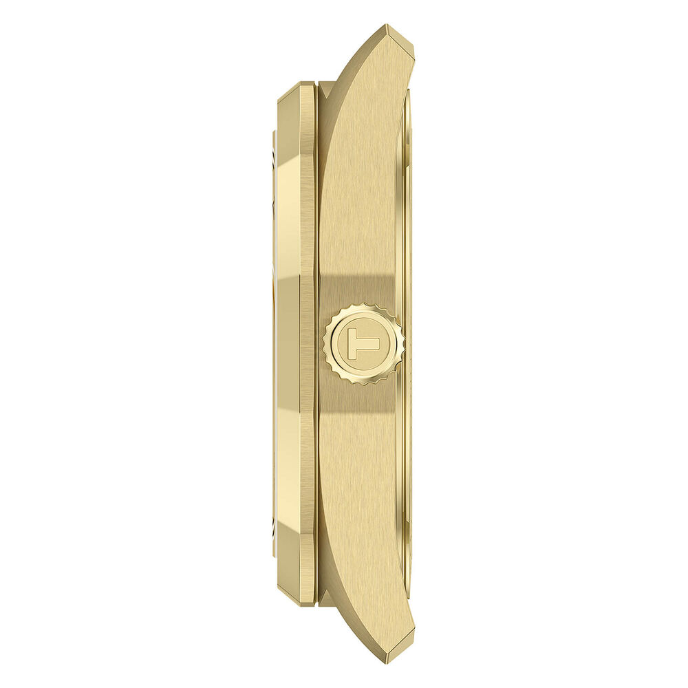 Tissot PRC 100 Solar 34mm Gold Dial Yellow Gold PVD Steel Bracelet Watch image number 4