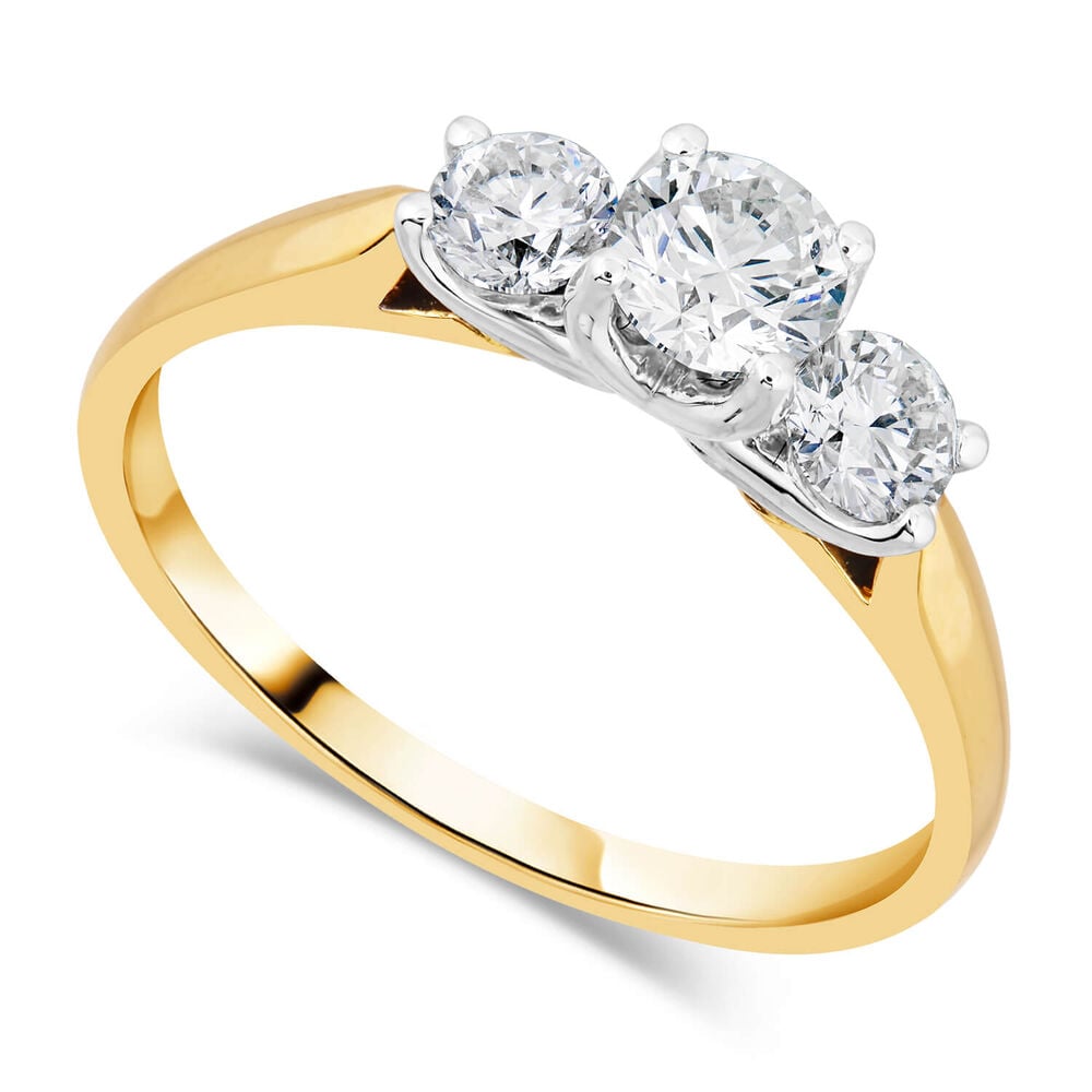 18ct gold ladies 0.75 carat diamond graduated three stone ring image number 0