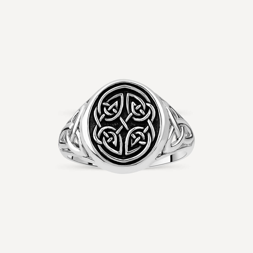 Sterling Silver Oxidised Celtic Signet Ring