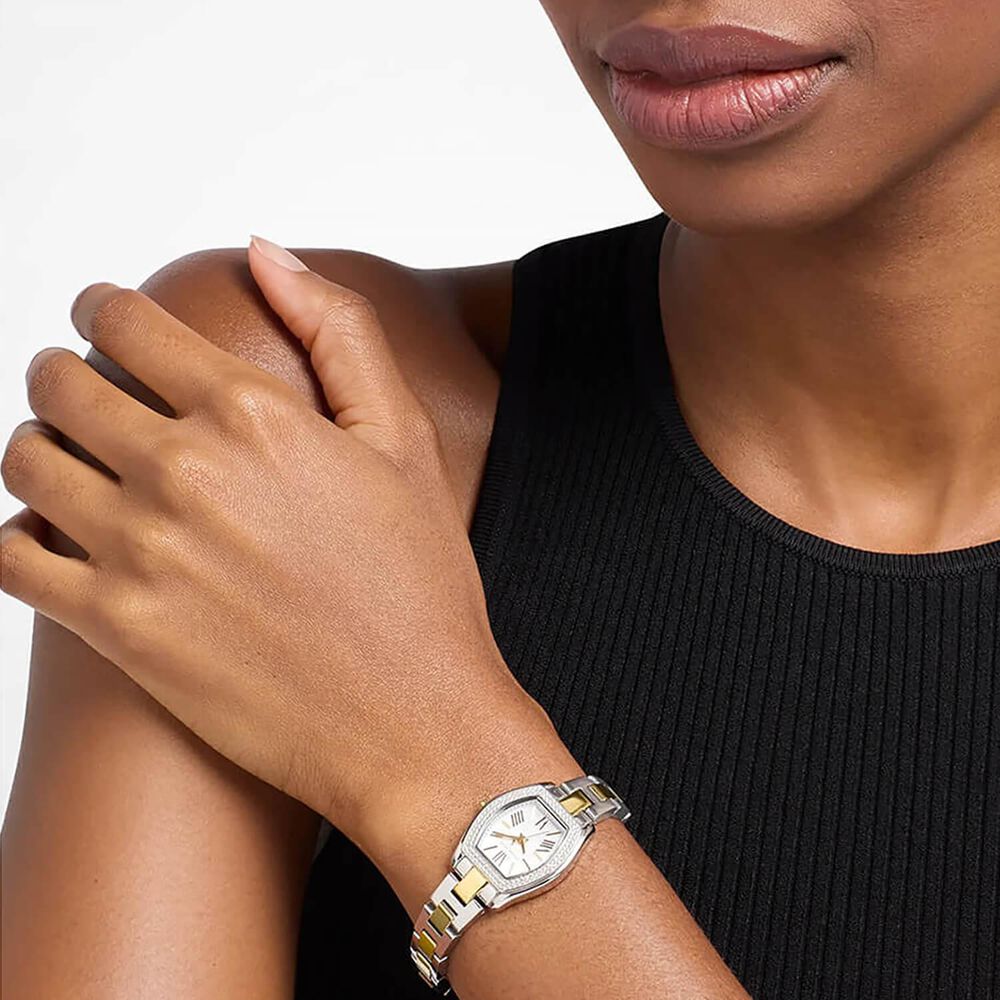 Michael Kors Chelsea 25x24mm Silver Dial Two Tone Stainless Steel Bracelet Watch