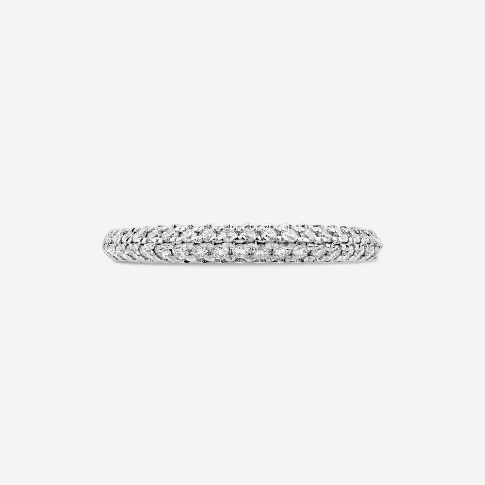 18ct White Gold Double Row 0.33ct Diamond Pave Domed Wedding Ring image number 1