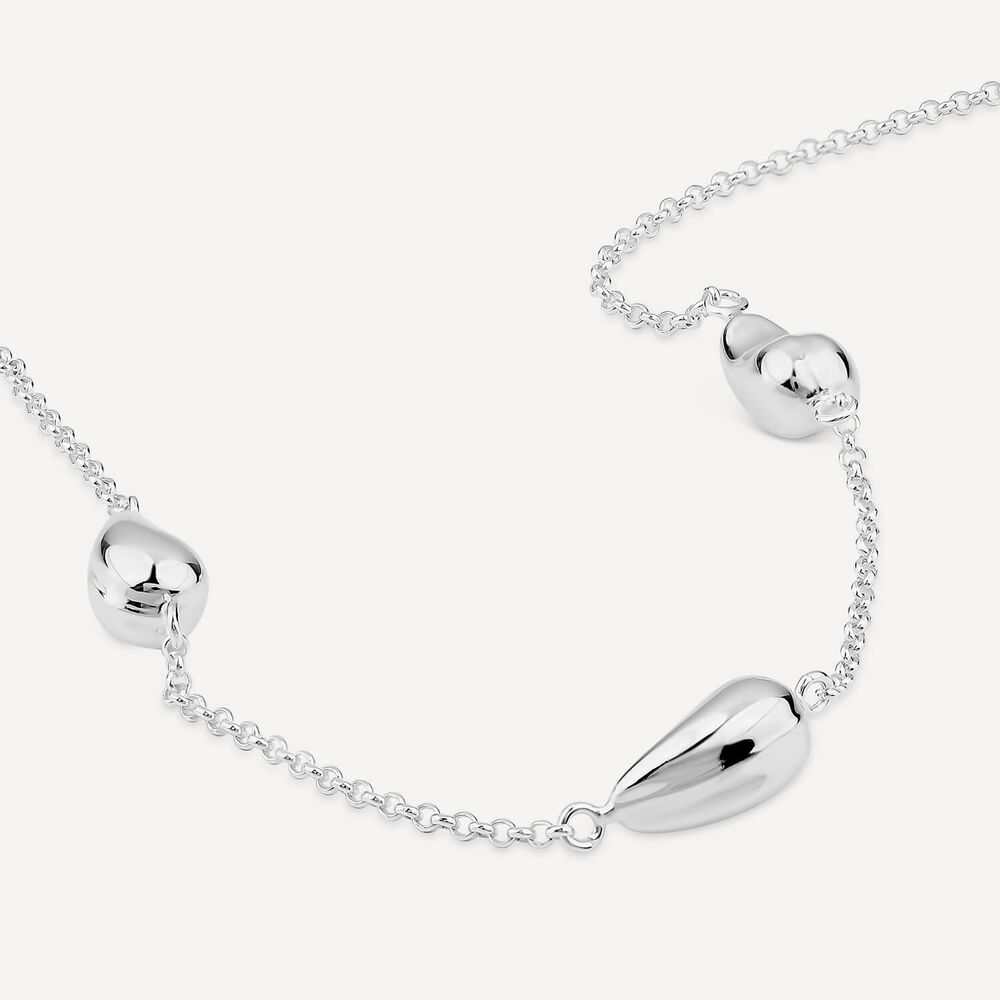 Sterling Silver Teardrop Station Necklet