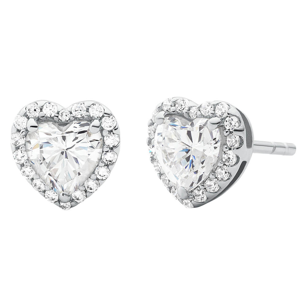 Michael Kors Brilliance Sterling Silver Heart Cluster Stud Earrings image number 0