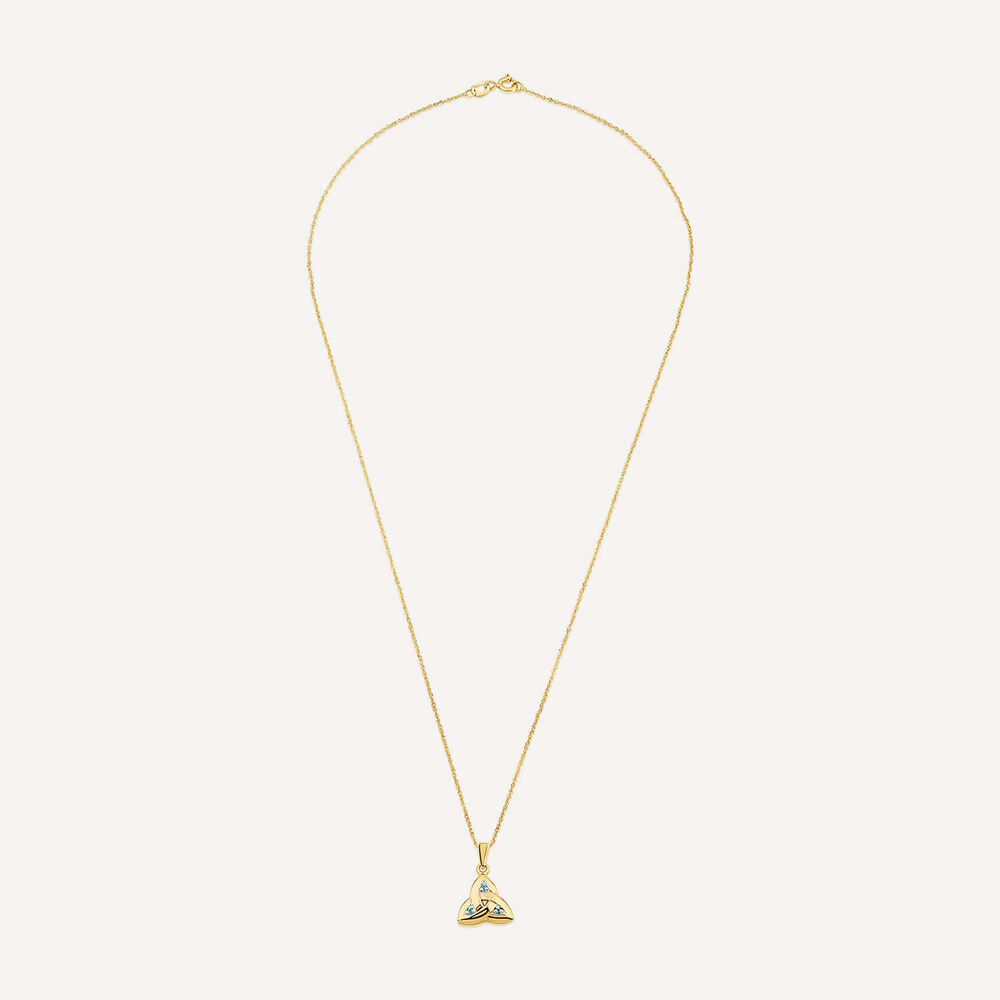 14ct Yellow Gold Emerald Trinity Knot Pendant image number 2