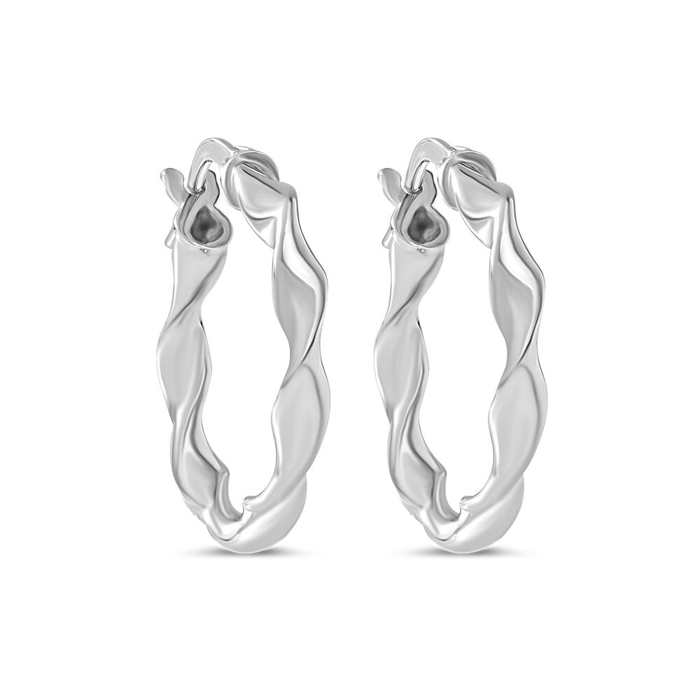Sterling Silver Twisted Polished Hoop Earrings image number 0