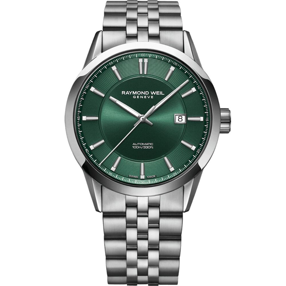 Raymond Weil Freelancer 42.5mm Green Dial Steel Case Bracelet Watch