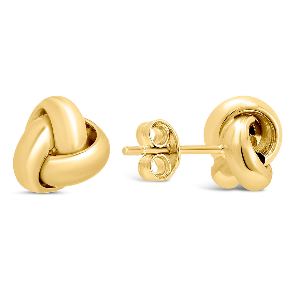 9ct Yellow Gold Three Strand Knot Stud Earrings image number 2