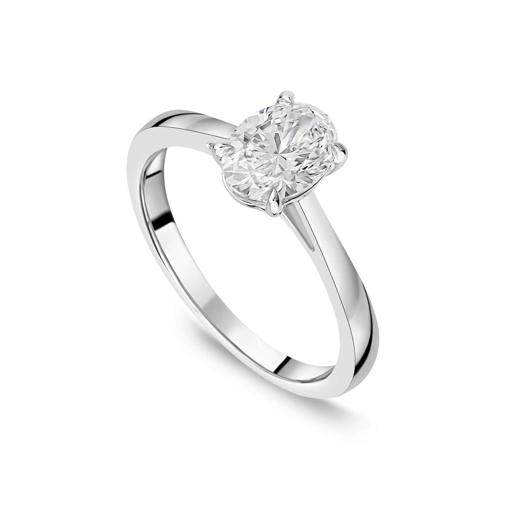 18ct White Gold Lab Grown 1ct Oval Diamond Engagement Ring image number 0
