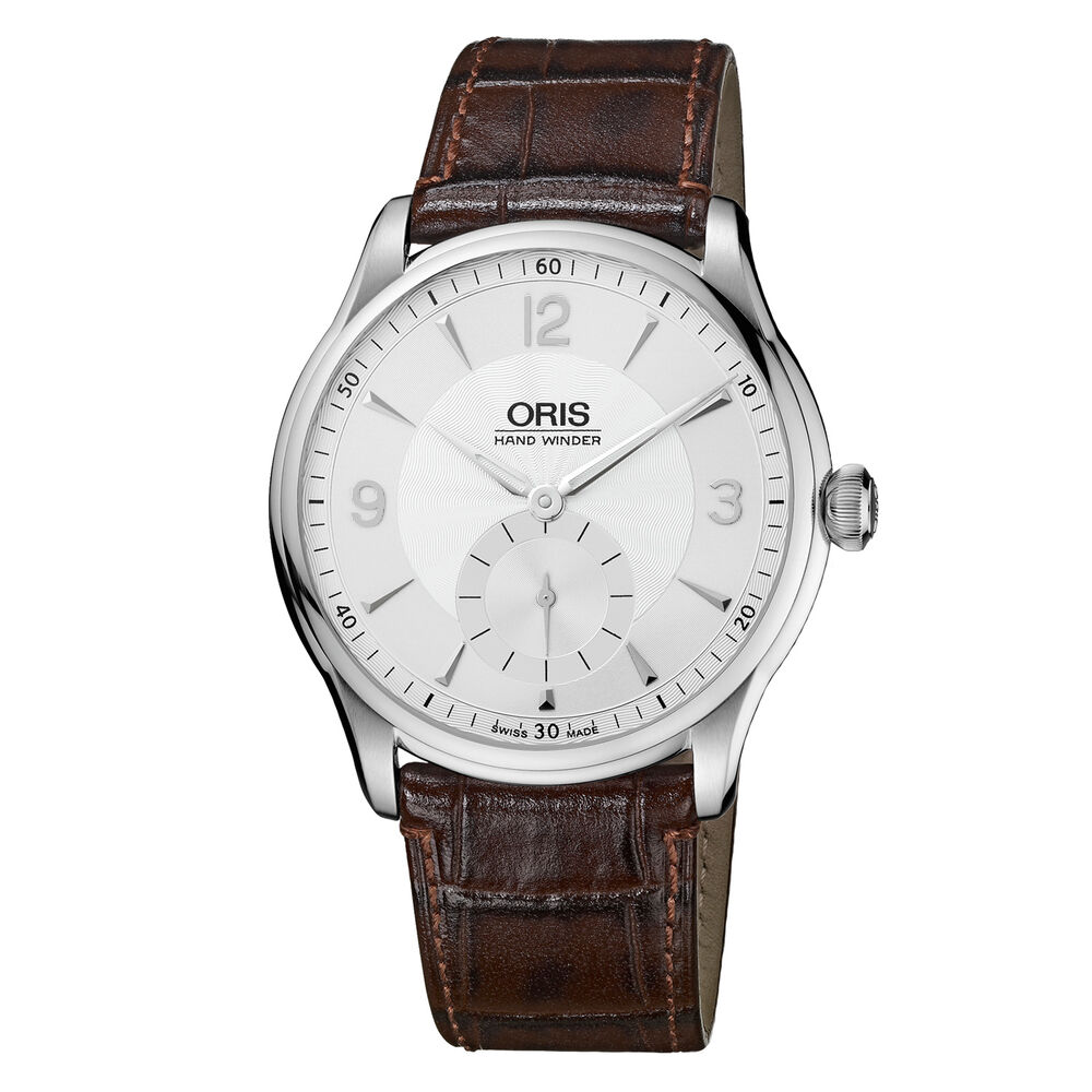 Pre-Owned Oris Artelier Hand Winding Small Seconds 40mm Silver Dial Brown Leather Strap Watch