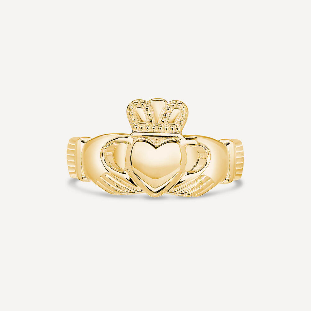 9ct Yellow Gold Gents Claddagh Ring image number 1