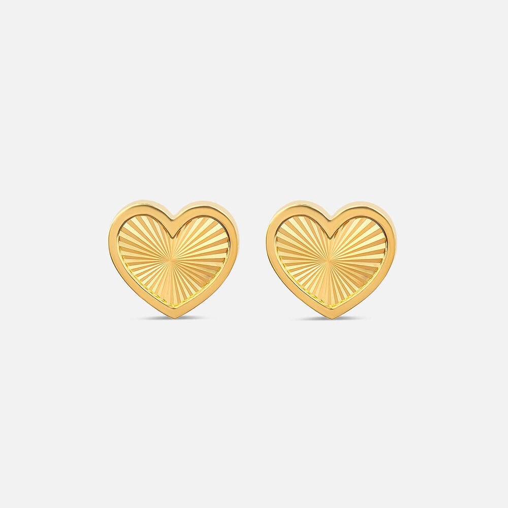 9ct Yellow Gold Heart Stud Earrings