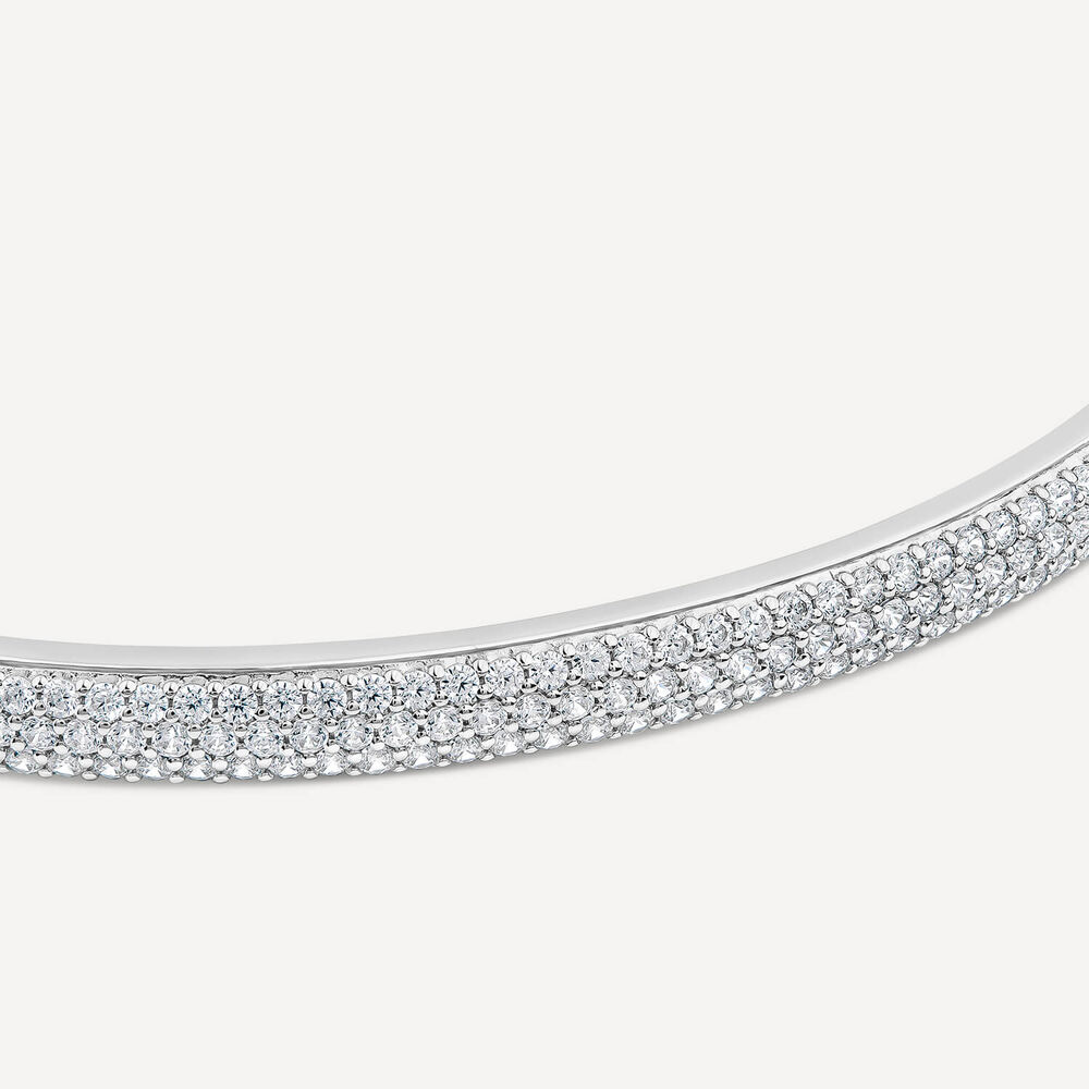 Sterling Silver Pave Cubic Zirconia Bangle image number 3