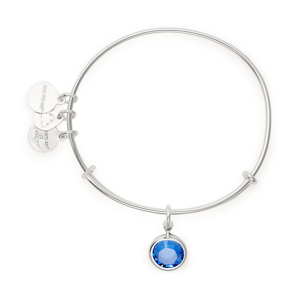 Alex And Ani Silver-Tone Sapphire Swarovski Crystal September Birthstone Bangle image number 1