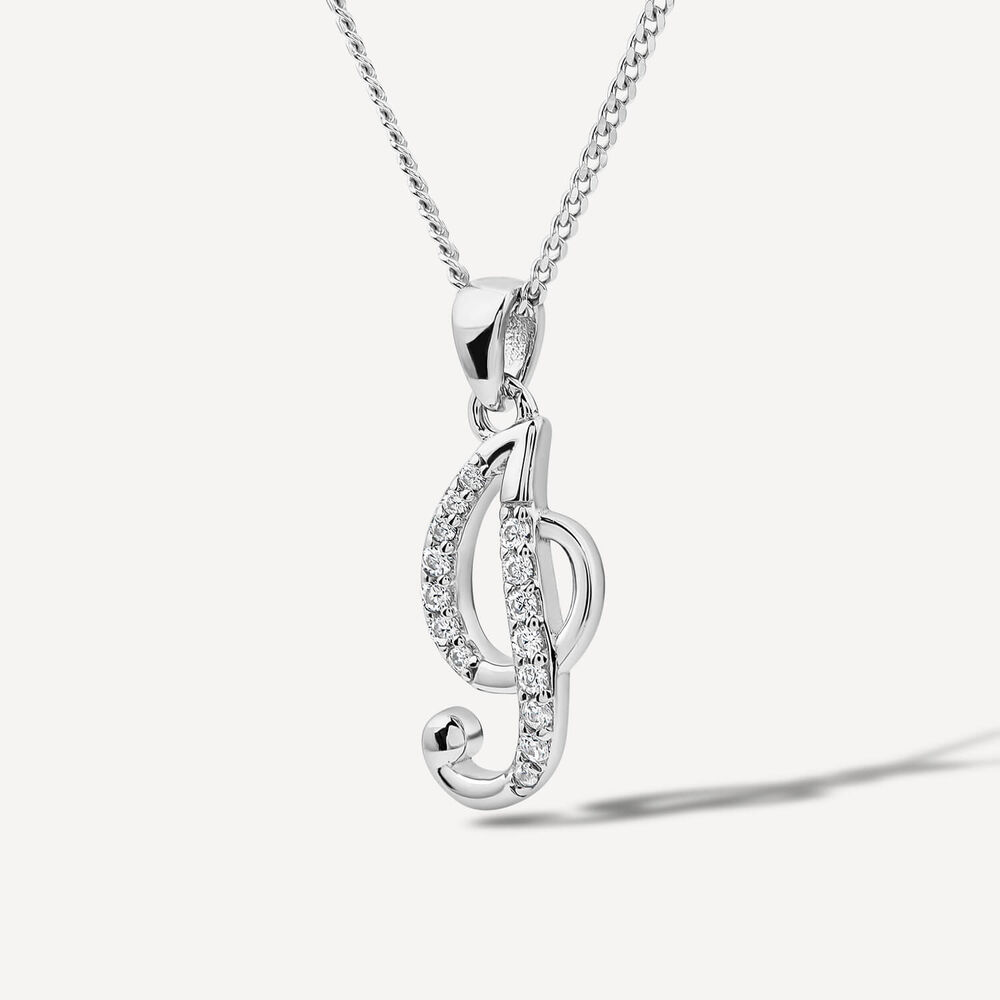 Sterling Silver Script Cubic Zirconia Initial I Pendant image number 1