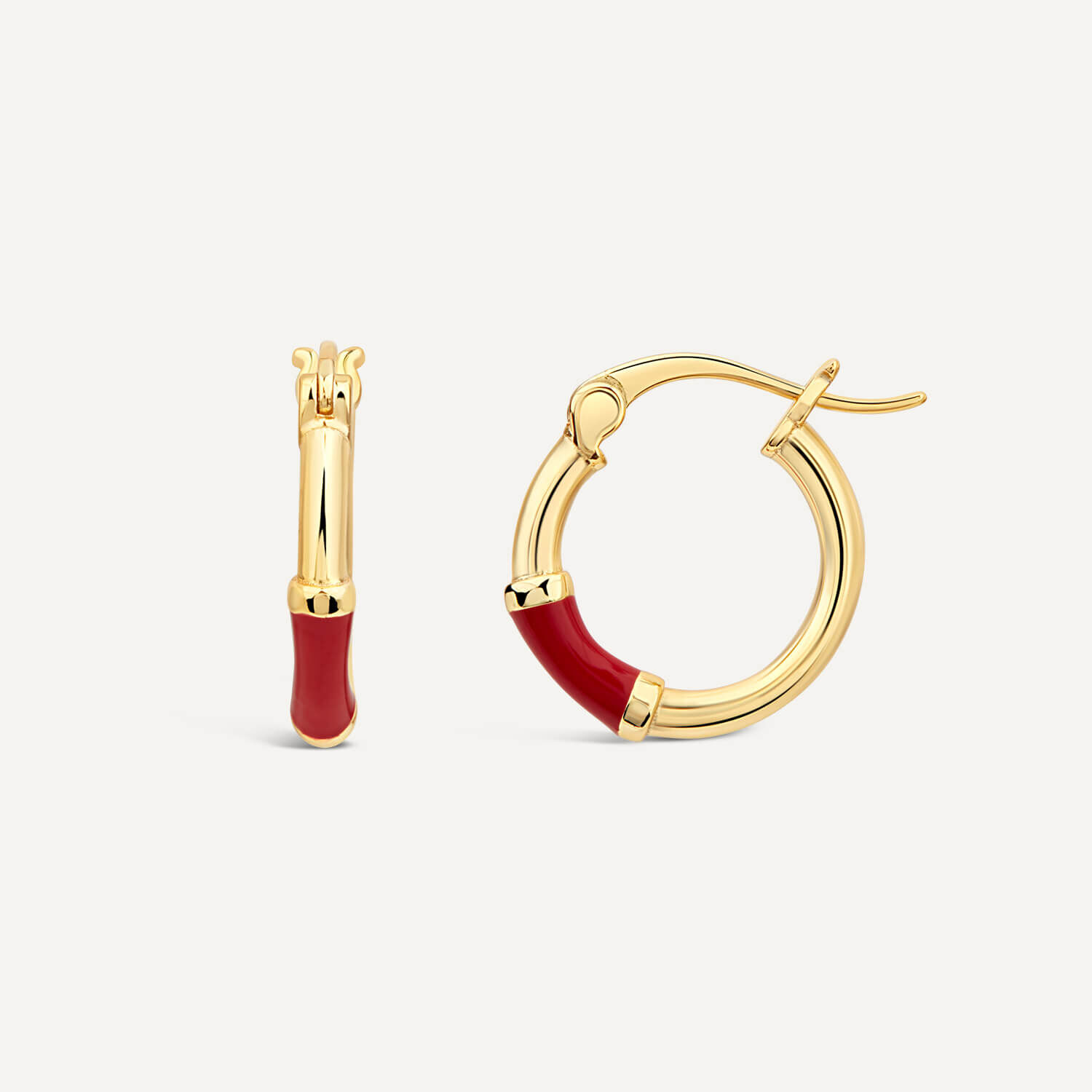 Red enamel clearance hoop earrings