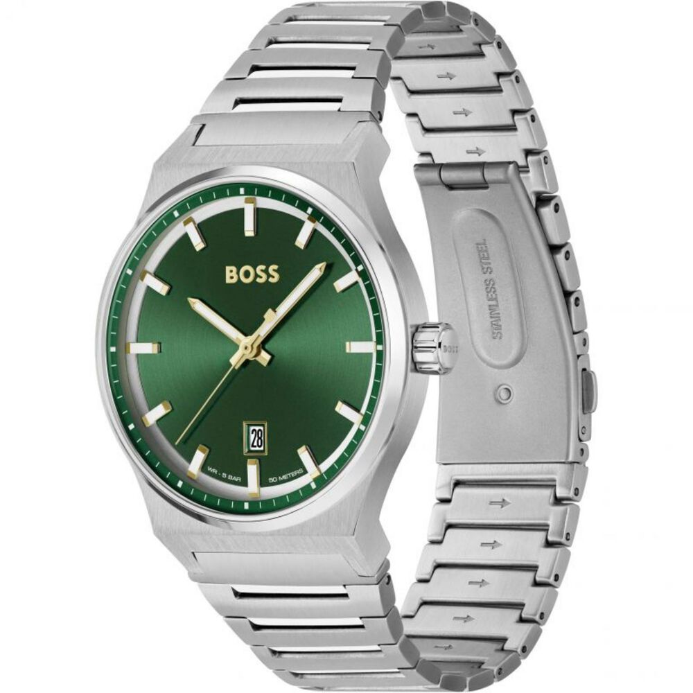 BOSS Candor 41mm Green Dial 3 Hand Stainless Steel Case Watch image number 2