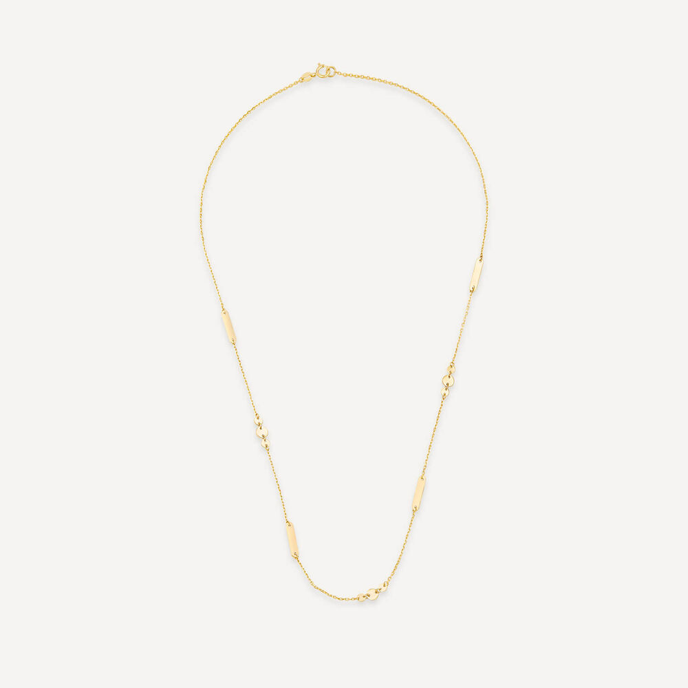 9ct Yellow Gold Polished Discs & Bar Necklet image number 3