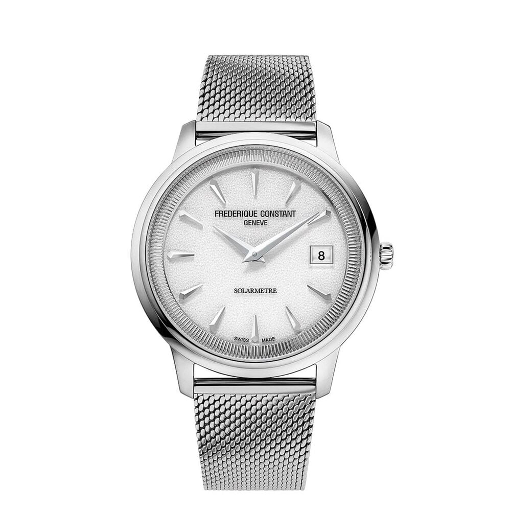 Frederique Constant Classics Moneta Solarmetre 39mm White Dial Brown Leather Strap Watch