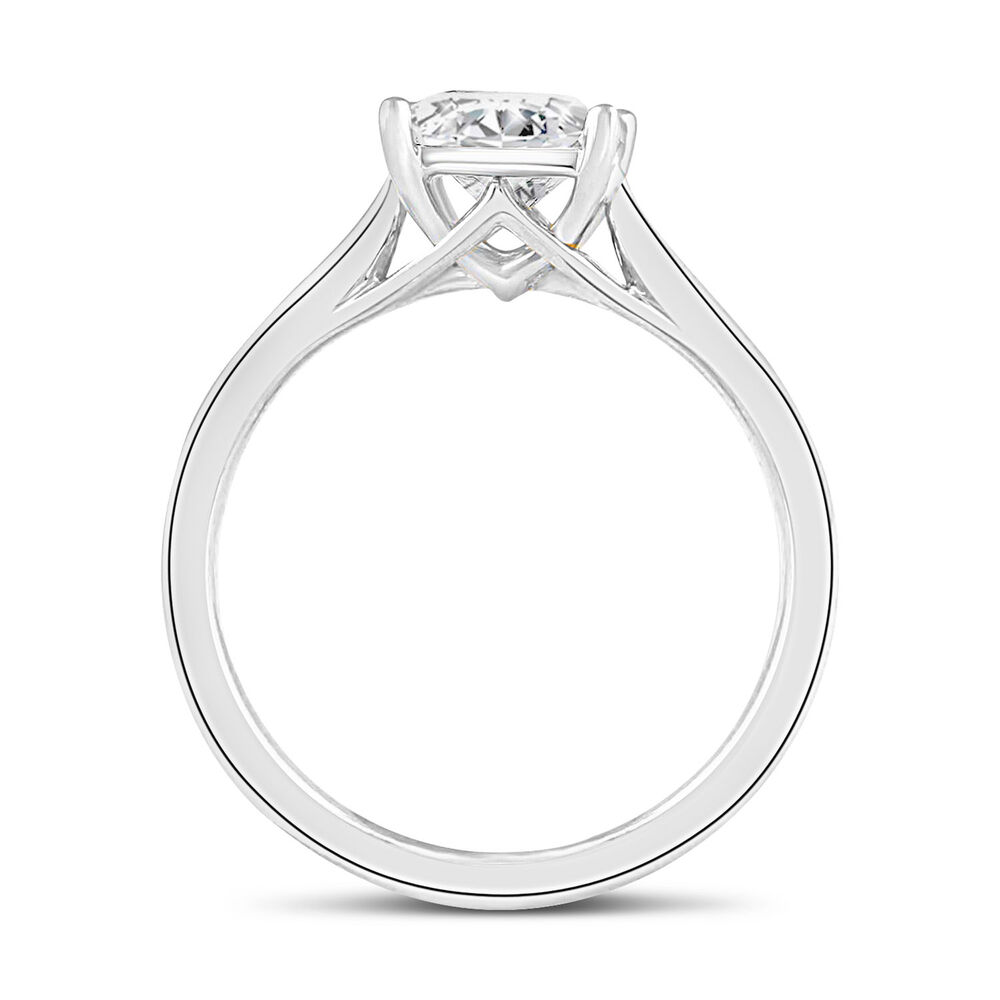 Platinum 1.00ct Princess Diamond Orchid Setting Ring image number 5