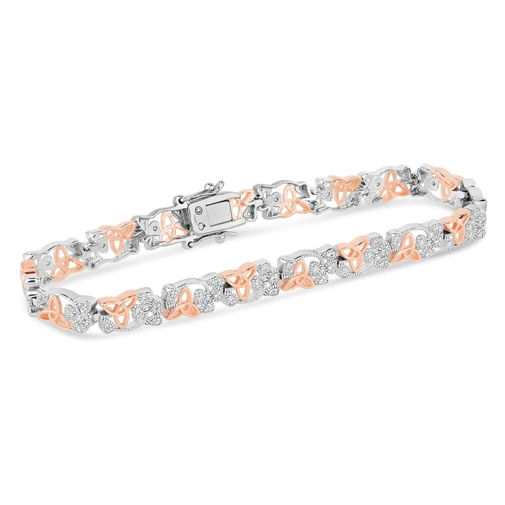 Sterling Silver & Rose Gold Shamrock Trinity Knot Bracelet