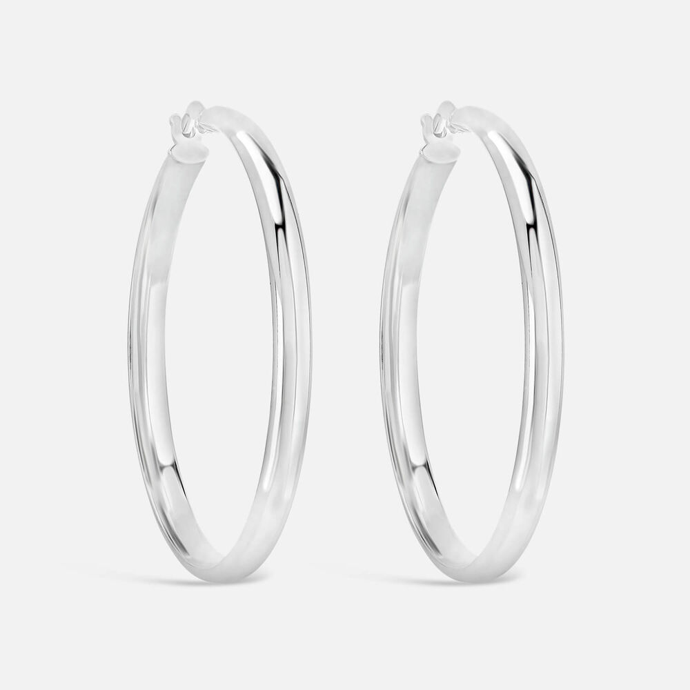 Sterling Silver Plain 30MM Hinged Hoop Earrings
