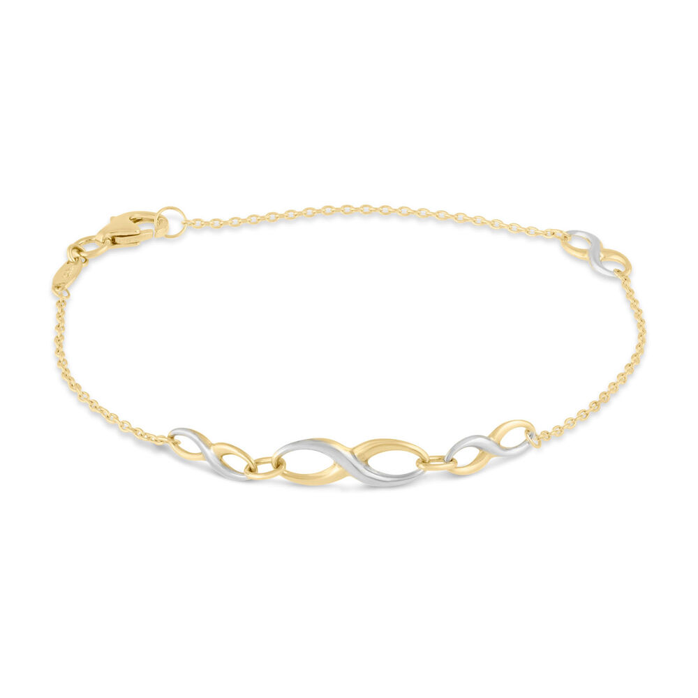 9ct Two Colour Gold Infinity Chain Bracelet