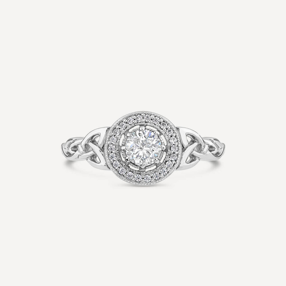 Silver Trinity Knot Cubic Zirconia Cluster Ring image number 1