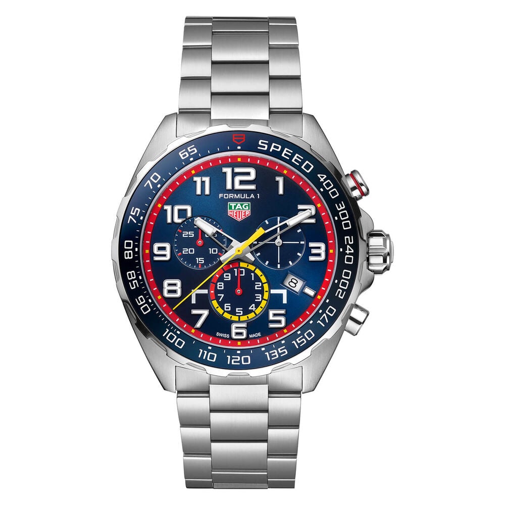 TAG Heuer Formula 1 Red Bull Quartz 43mm Chronograph Blue Dial Steel Case Bracelet Watch