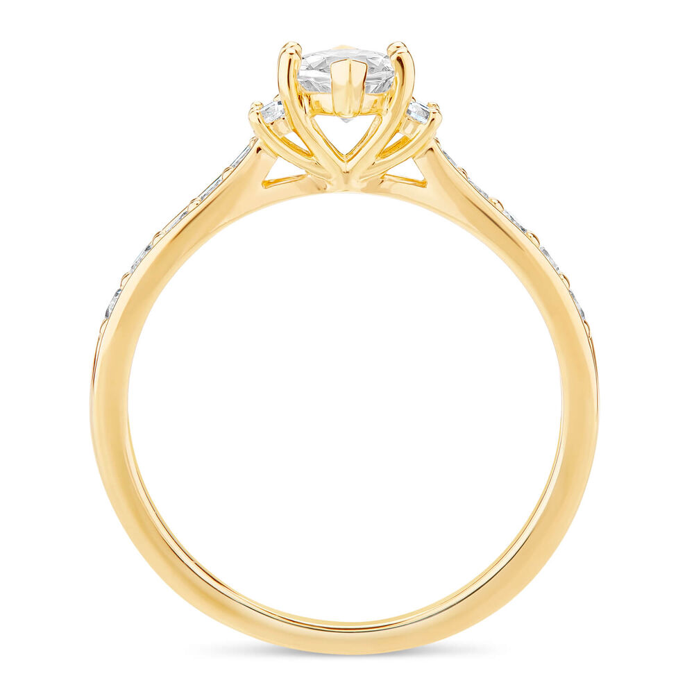 9ct Marquise Cubic Zirconia Claw Set with Side Rings image number 2