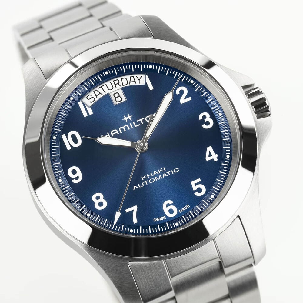 Hamilton Khaki Field King Day-Date 40mm Blue Dial Steel Bracelet Watch