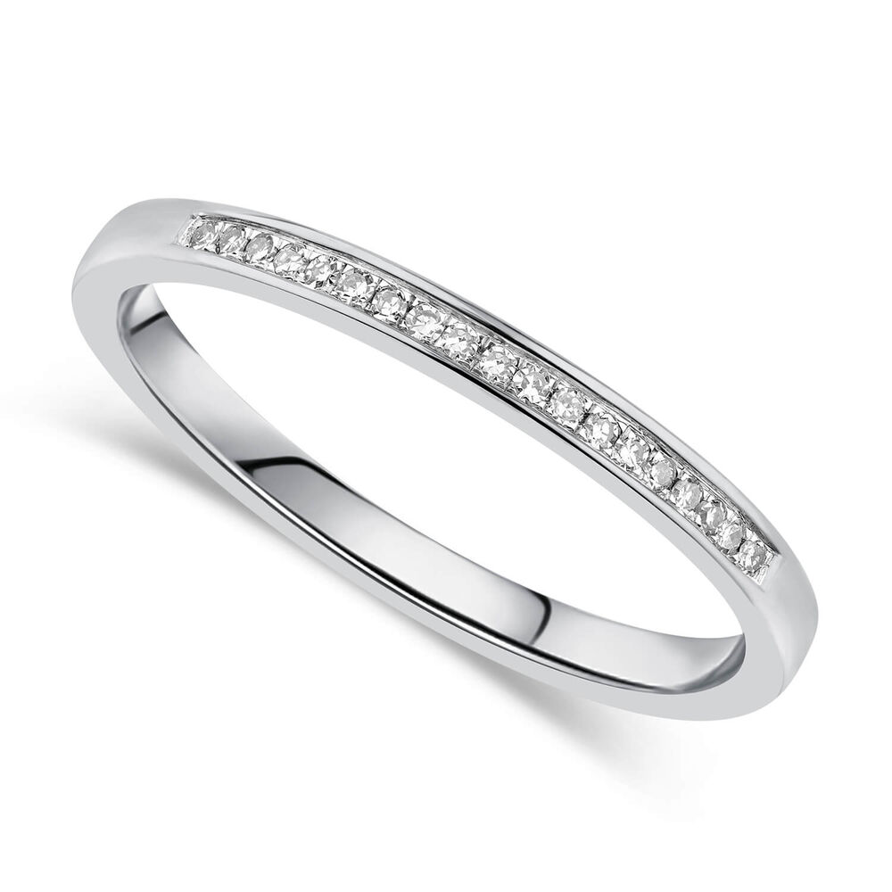 9ct White Gold 0.04ct Diamond Channel Wedding Band image number 0