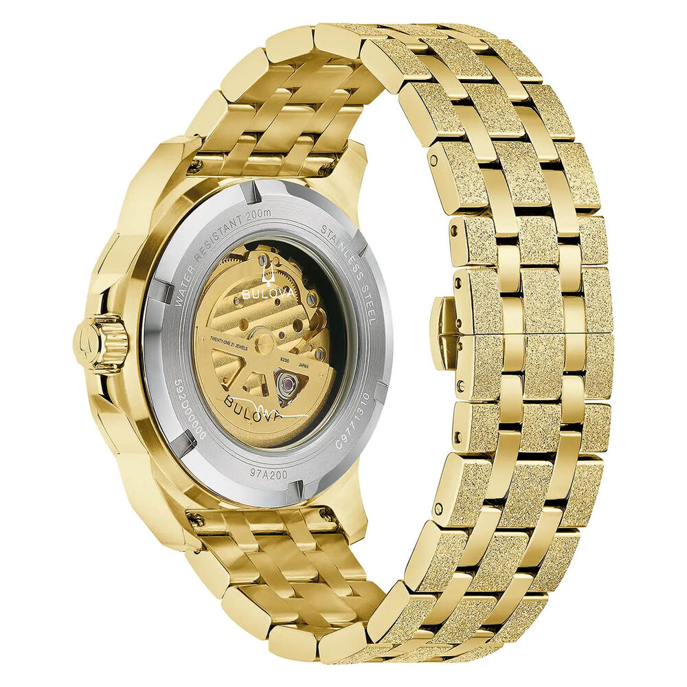 Bulova Marine Star 44mm Gold Dial Yellow Gold Tone Steel Bracelet Watch