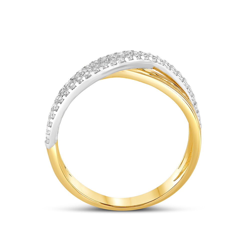 9ct Yellow&White Gold Two Row Cubic Zirconia Ring image number 2
