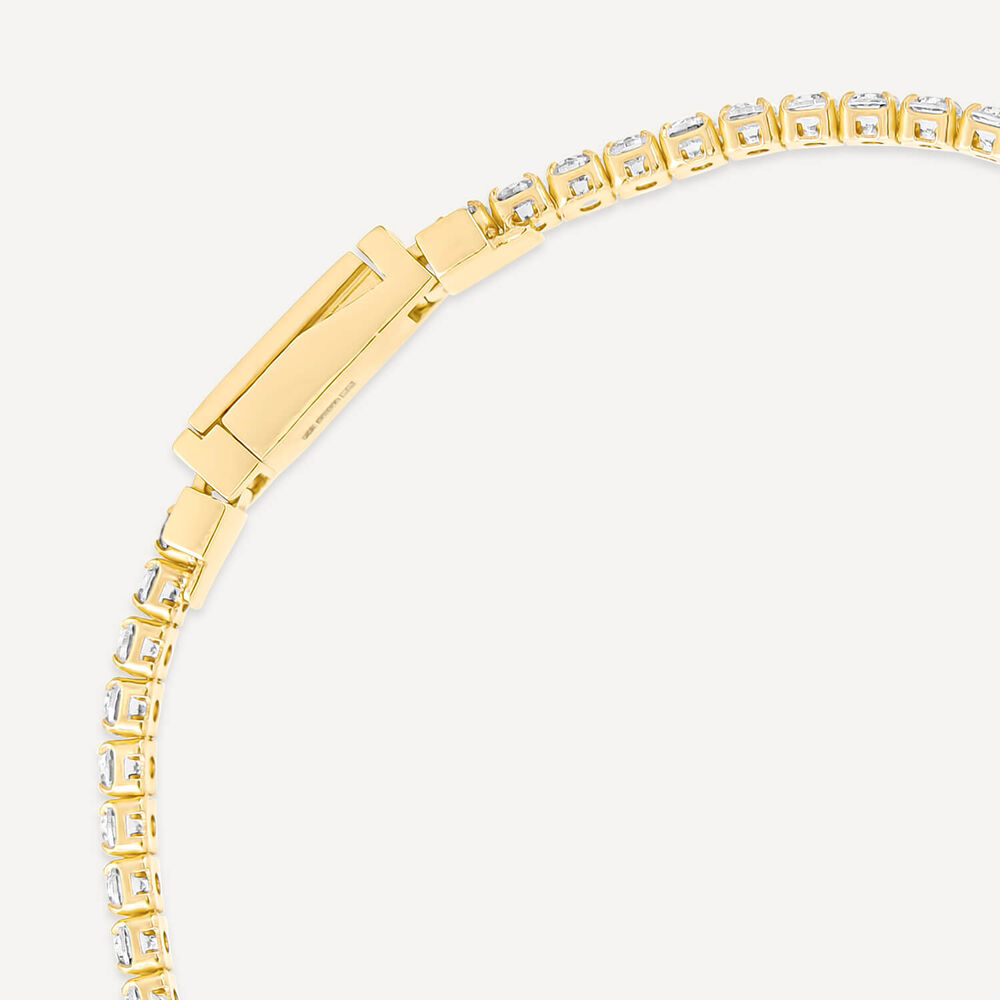 Sterling Silver & Yellow Gold Plated Cubic Zirconia Tennis Bracelet image number 4